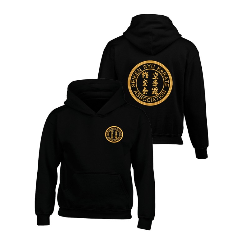 Riu Mini logo unisex hoodie ブラック&ホワイトセット Seiken Ryu Kids' Hoodie with rear logo | Salto UK